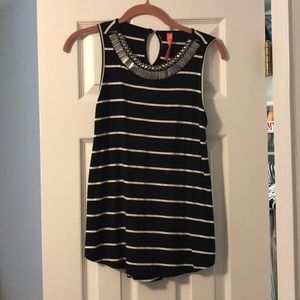 Black and cream striped tank
